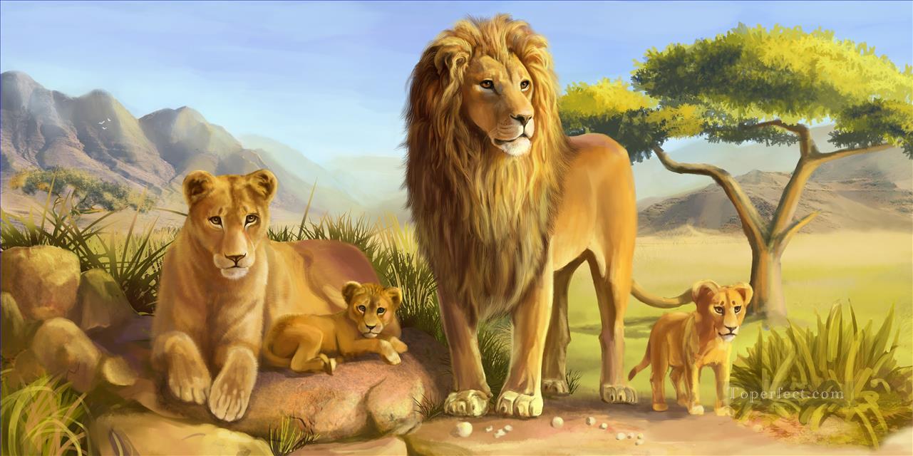 lion cartoon Oil Paintings